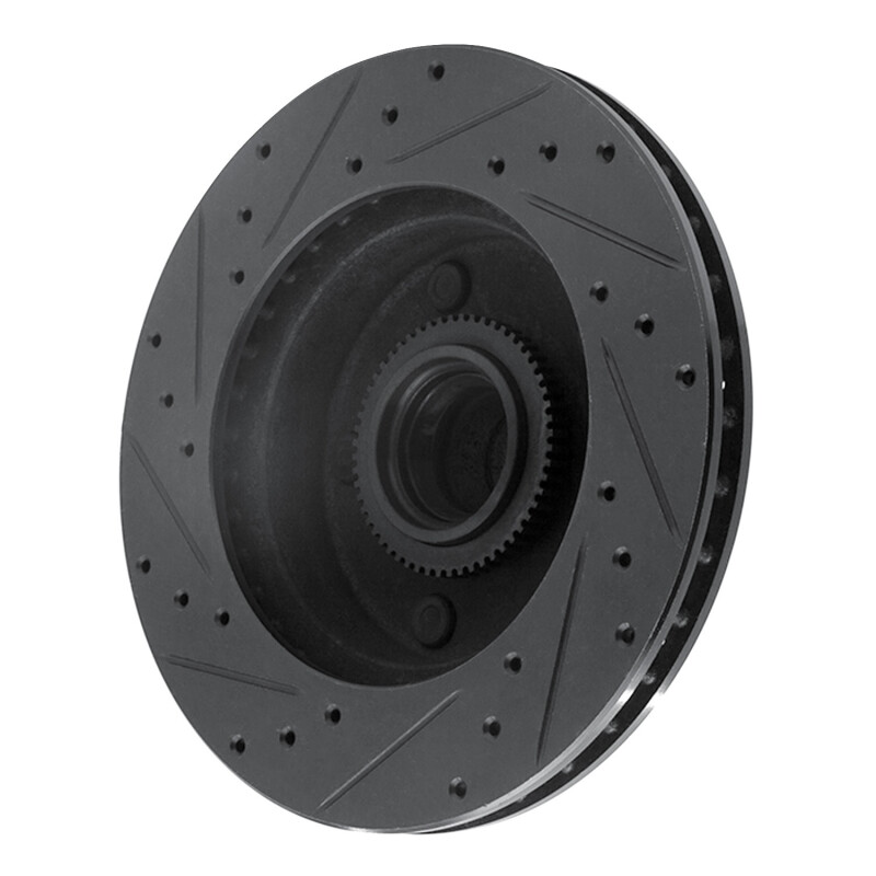 Ford E-150 Club Wagon Brake Rotor (1) - Front Right - R1 Concepts - Drilled & Slotted - Black - `94-`03